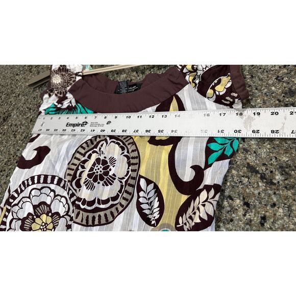 RB Collection Dress Size 10 Brown Yellow Green Knee Length Off Shoulders Y2K - Picture 5 of 6